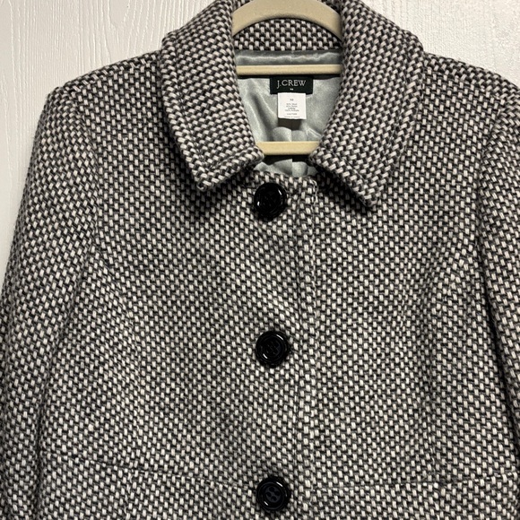 J. Crew Factory Black and White Wool Blend Pea Coat - Picture 8 of 11